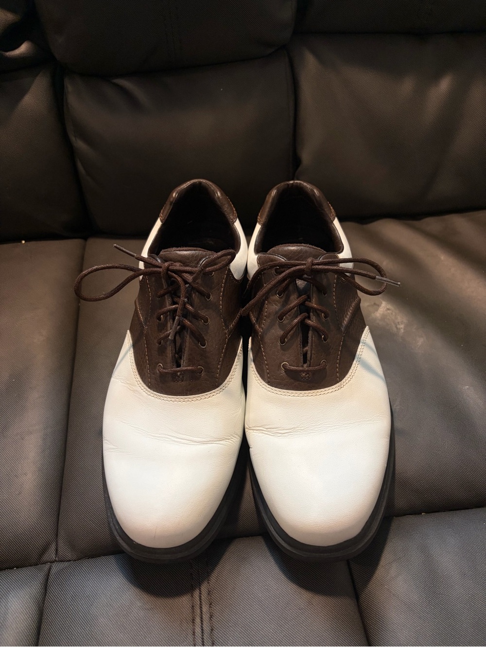 Callaway White and Brown Leather Golf Oxfords